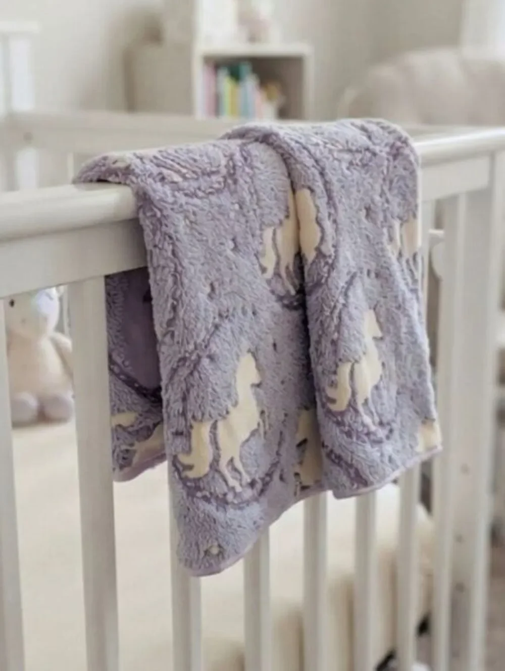 Purple Unicorn and moon embossed Blanket super soft, baby small blanket